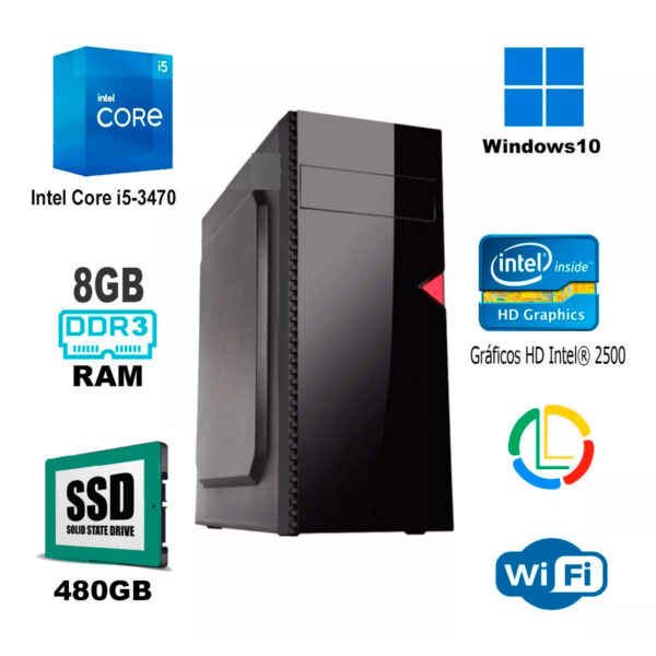 Torre Computadora Pc Intel Core I5 3.2ghz 8gb 500gb W10 Ofi - Imagen 2