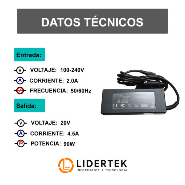 Cargador Tipo C 90w Compatible Con Macbook Lenovo Asus - Imagen 4