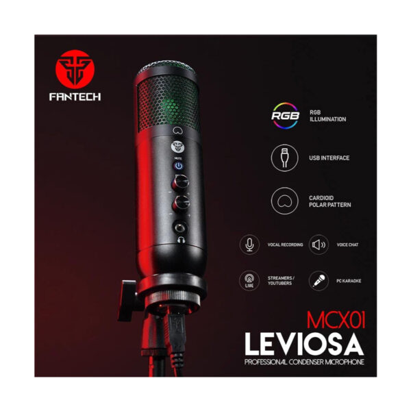 Microfono Condensador Fantech Leviosa Luz Rgb Tripode Mcx01 - Imagen 6