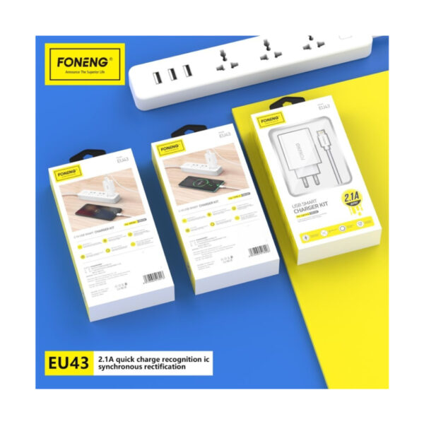 CARGADOR IPHONE - 1MT - 2.1A - BLANCO - FONENG EU43 - Imagen 3