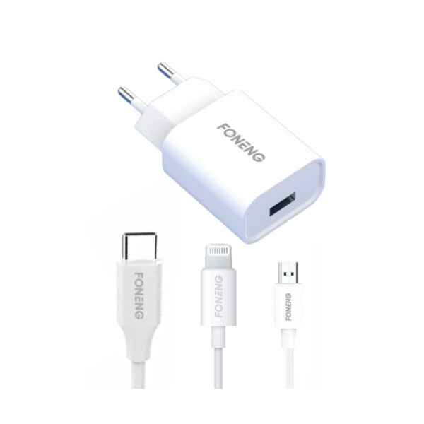 CARGADOR IPHONE - 1MT - 2.1A - BLANCO - FONENG EU43 - Imagen 2