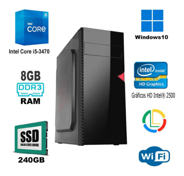 Torre Pc Escritorio Completa + Monitor + Mouse + Teclado - Imagen 2