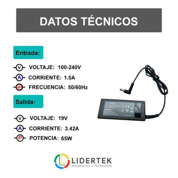 Cargador Para Laptop Toshiba L515 C665 C665D C850 C850D 65W - Imagen 5