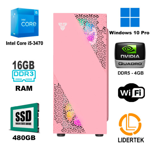 Pc Torre Gamer I5 - 16gb - 480 Ssd Nvidia 4gb + Monitor Rosa - Imagen 2