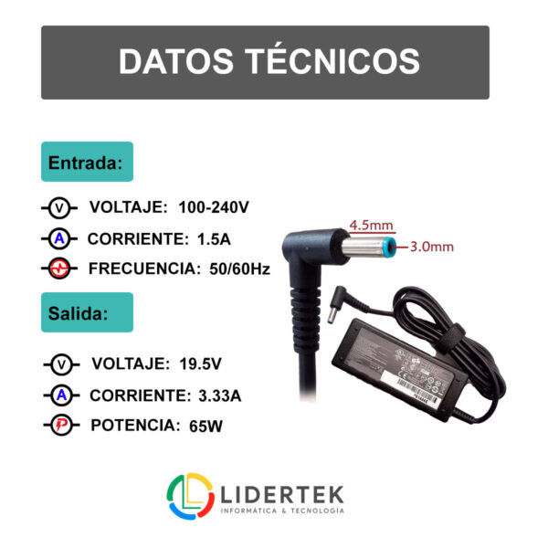 Cargador Compatible Notebook Hp 65w 14-n 14-k 15-e 15-f 15-g - Imagen 3