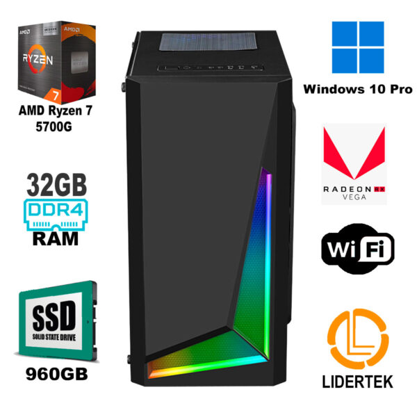 Pc Torre Gamer Ryzen 7 32gb Ram - Ssd 960gb + Mouse + Wifi 6 - Imagen 2