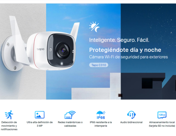 Cámara Seguridad Exterior 2k 3mp Tapo C310 + Memoria 128gb - Imagen 5
