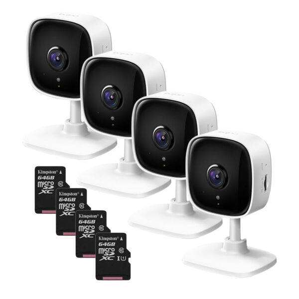 Kit x4 Cámara Seguridad 1080p 2mp Tapo C100 + Memoria 64g
