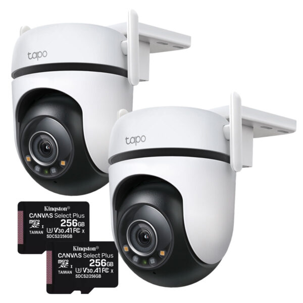 Kit x2 Cámaras Seguridad Exterior Tapo C520 + Memoria 256gb