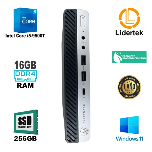 Mini Pc Hp 800 G5 I5-9500t - 16gb Ram - 256gb Ssd M2 - Win11 - Imagen 2