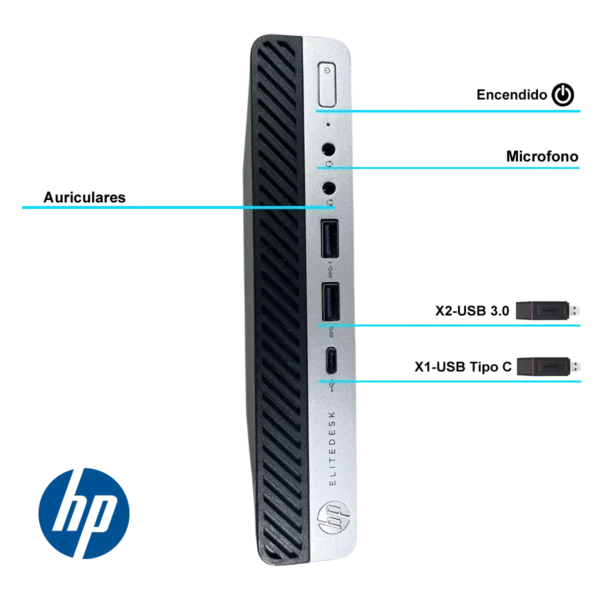 Mini Pc Hp 800 G5 I5-9500t - 16gb Ram - 256gb Ssd M2 - Win11 - Imagen 3