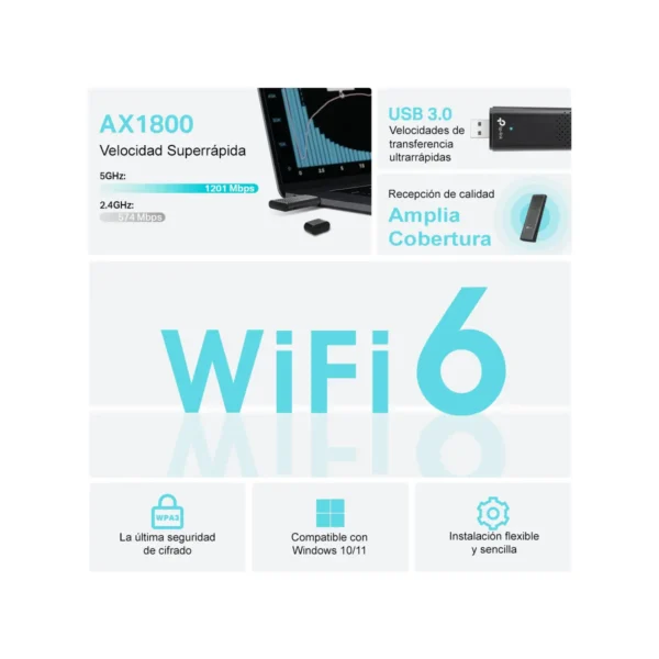 Antena Usb Wifi 6 Tp-link Tx20u Doble Banda 1800 Mbps