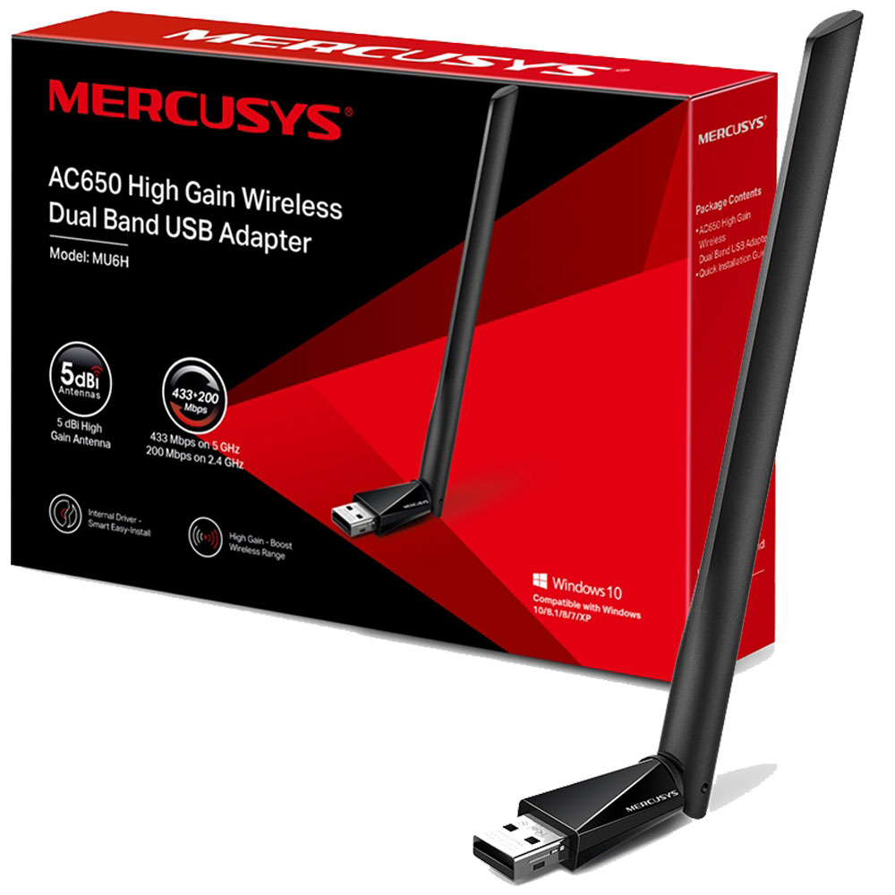 Adaptador Usb Wifi Mercusys Mu6h Alto Alcance 2.4Ghz y 5Ghz