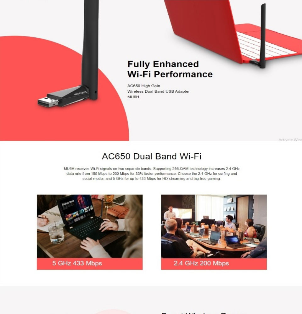 Adaptador Usb Wifi Mercusys Mu6h Alto Alcance 2.4Ghz y 5Ghz