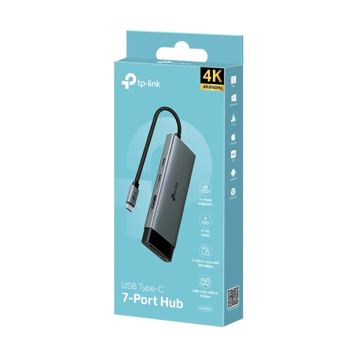 HUB USB TP-LINK UH7020C TIPO C A 7 PUERTOS