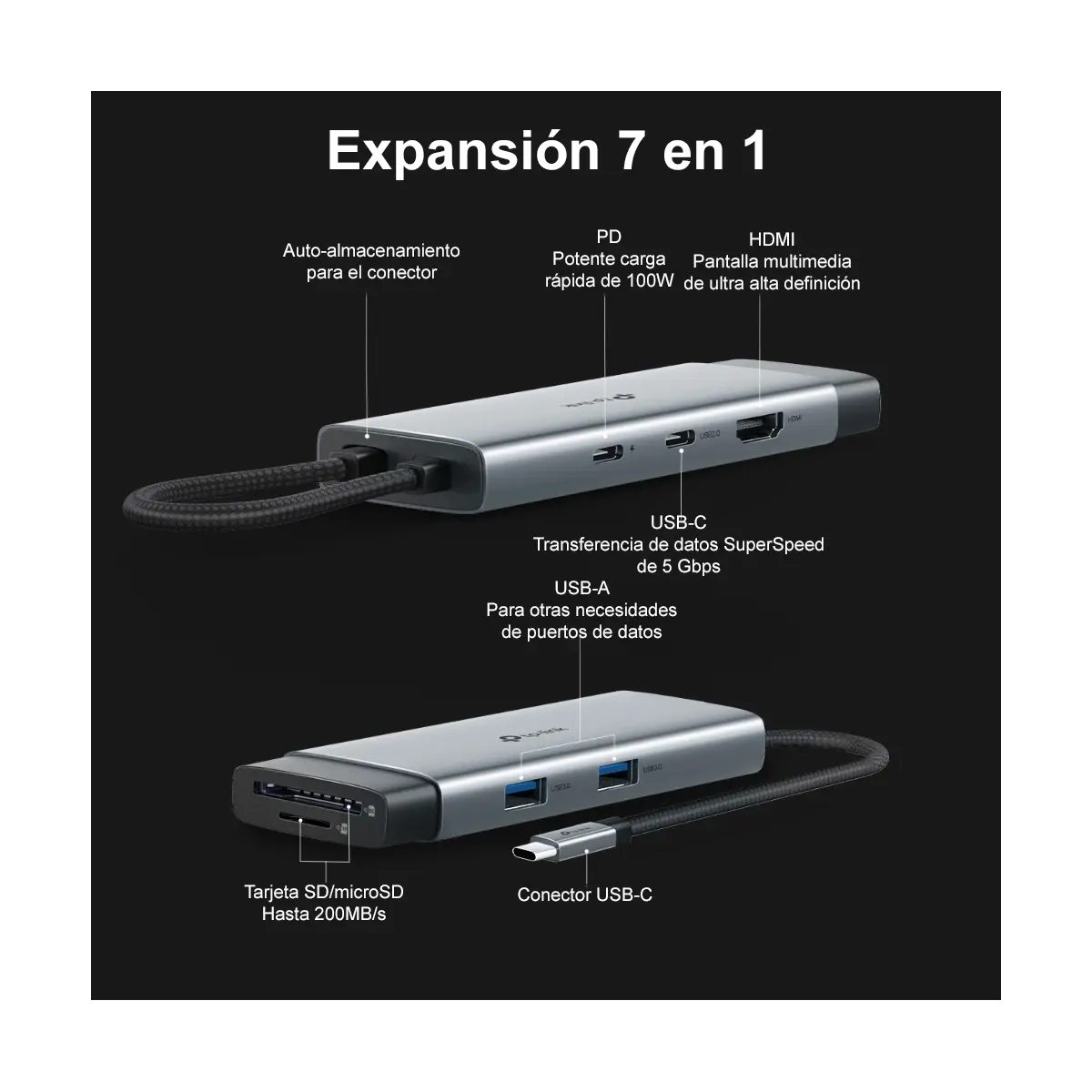 HUB USB TP-LINK UH7020C TIPO C A 7 PUERTOS