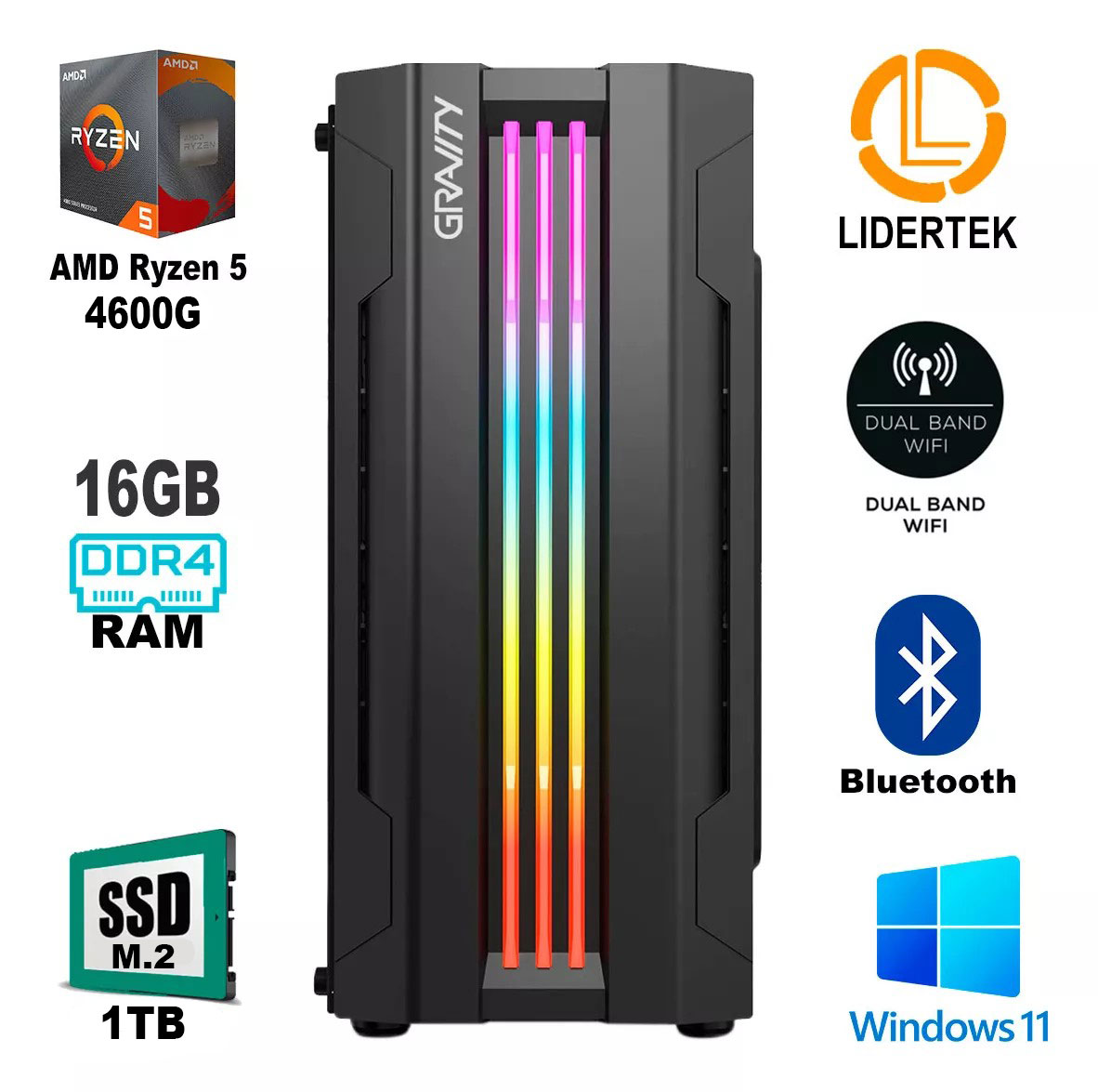 Pc Gamer Full Ryzen 5 Completa Armada 16gb Ram Ssd M2 1Tb