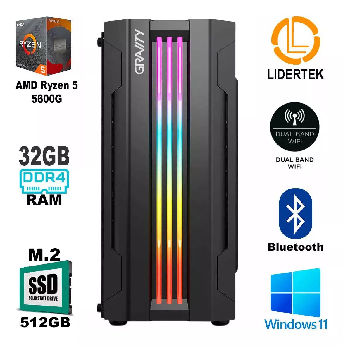 Pc Gamer Full Ryzen 5 Completa Armada 32gb Ram Ssd M2 512gb