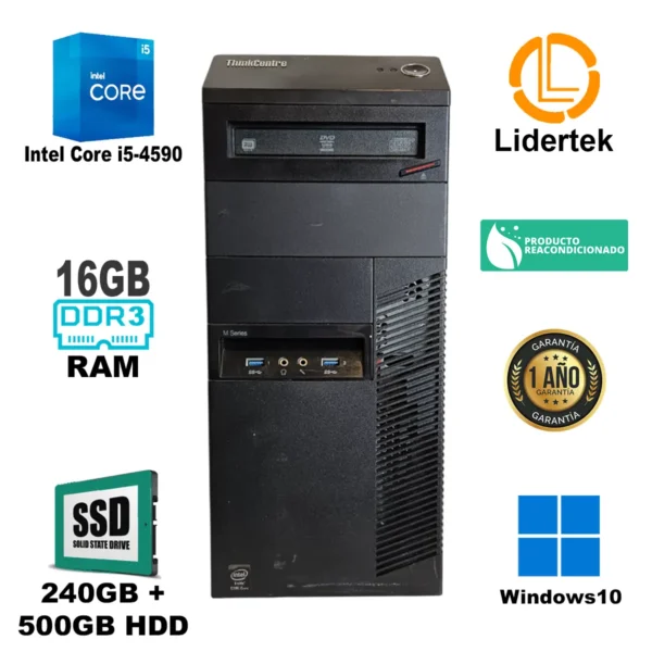 Torre Pc Escritorio Core i5 16gb Ram - Ssd 240gb + Hdd 500gb