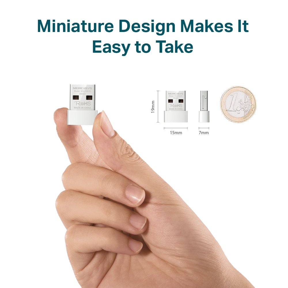 Adaptador WIFI - Nano Receptor USB MERCUSYS MW150US 150 Mbps