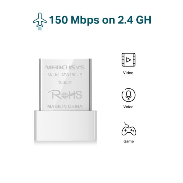 Adaptador WIFI - Nano Receptor USB MERCUSYS MW150US 150 Mbps