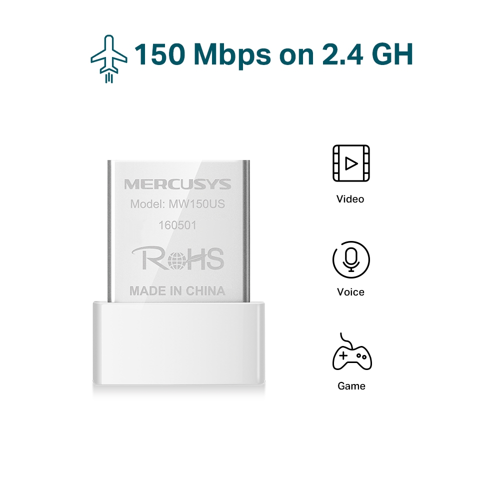 Adaptador WIFI - Nano Receptor USB MERCUSYS MW150US 150 Mbps