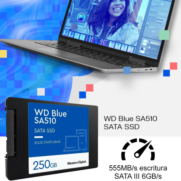 Disco Ssd Wd Blue 250TB SATA III 555MB/s Escritorio o Laptop