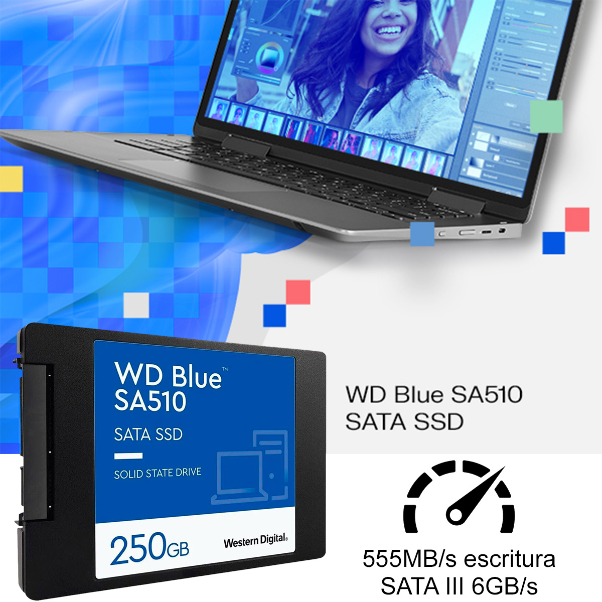 Disco Ssd Wd Blue 250TB SATA III 555MB/s Escritorio o Laptop