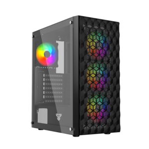 GABINETE PC FANTECH CG-80 | FRENTE MALLA + 4 FAN | NEGRO