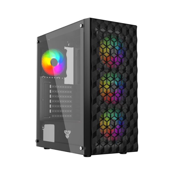 GABINETE PC FANTECH CG-80 | FRENTE MALLA + 4 FAN | NEGRO