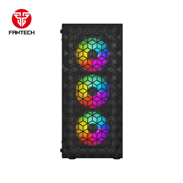 GABINETE PC FANTECH CG-80 | FRENTE MALLA + 4 FAN | NEGRO