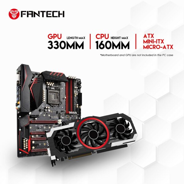 GABINETE PC FANTECH CG-80 | FRENTE MALLA + 4 FAN | NEGRO
