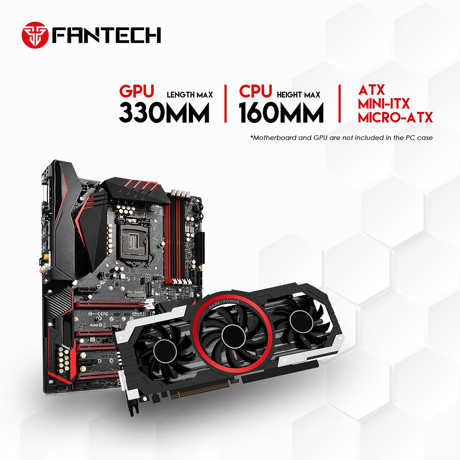 GABINETE PC FANTECH CG-80 | FRENTE MALLA + 4 FAN | NEGRO