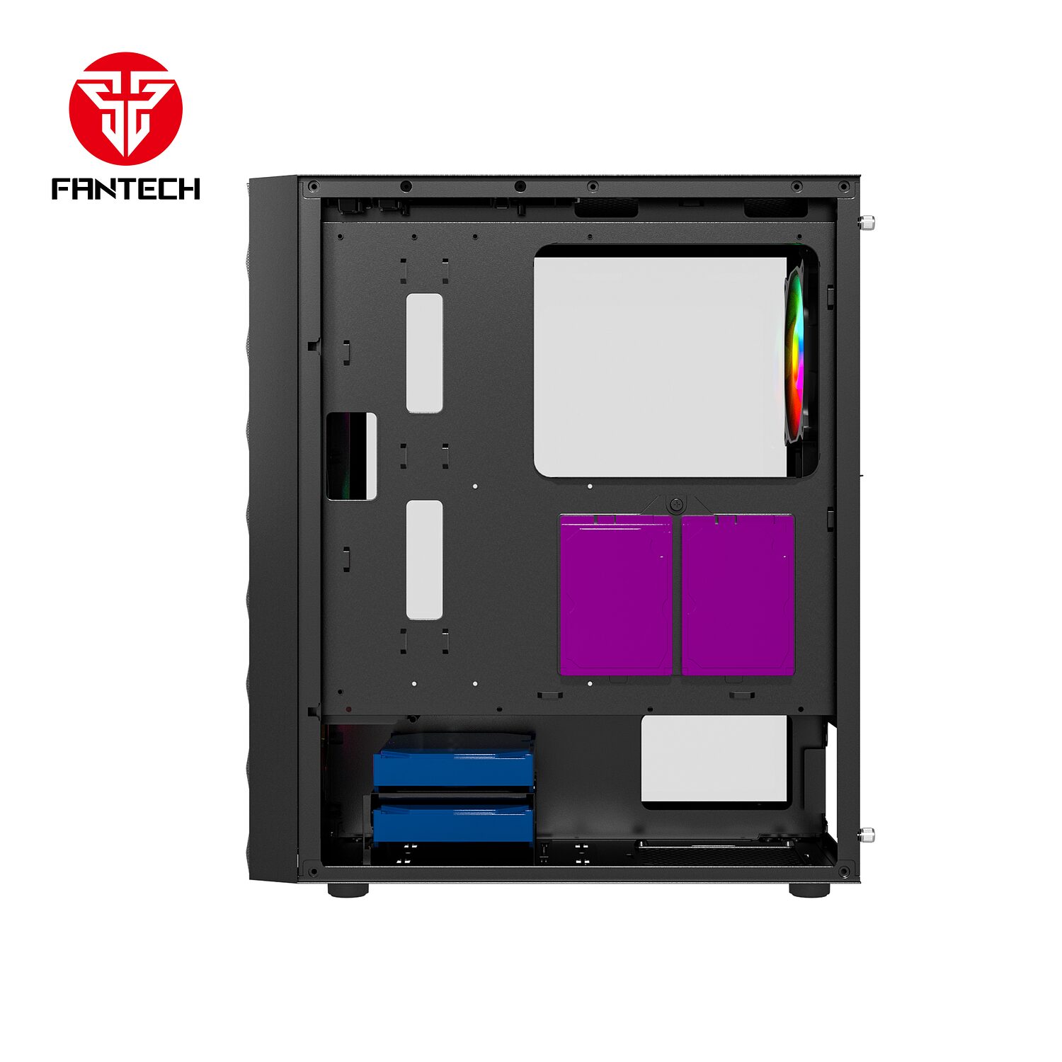 GABINETE PC FANTECH CG-80 | FRENTE MALLA + 4 FAN | NEGRO