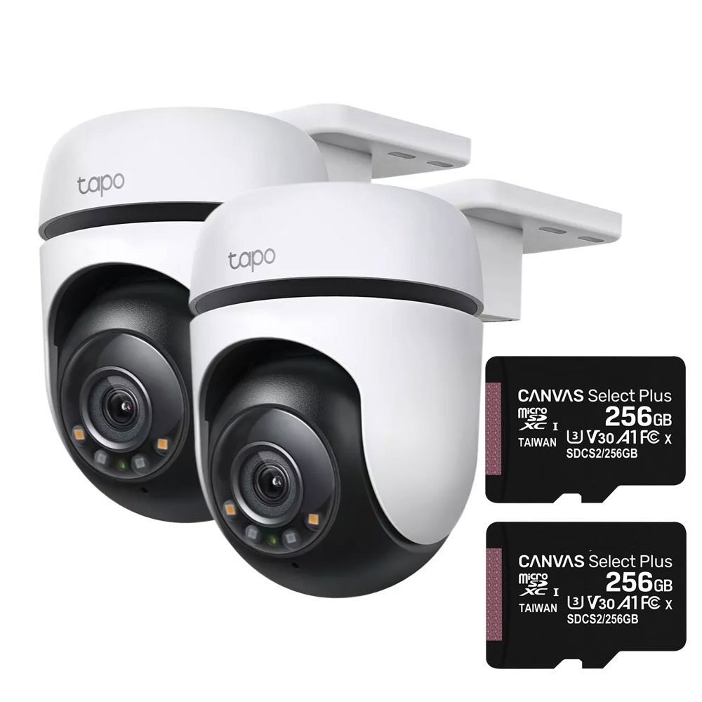 Kit X2 Cámaras Seguridad Exterior Tapo C510 + Memoria 256gb