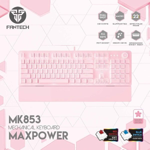 Teclado Gamer Profesional Mecanico Fantech Sakura Mk-853