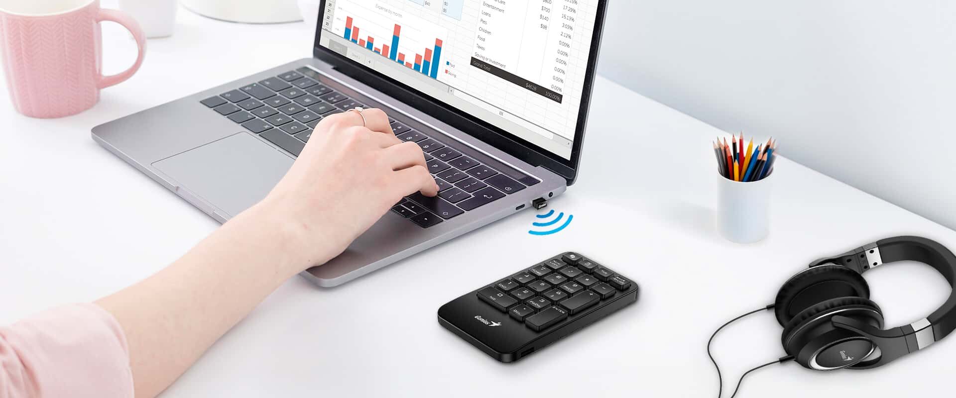 Teclado Numérico Inalámbrico USB 21 Teclas Genius NumPad1000