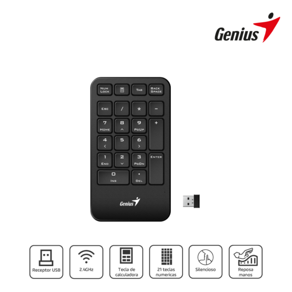 Teclado Numérico Inalámbrico USB 21 Teclas Genius NumPad1000