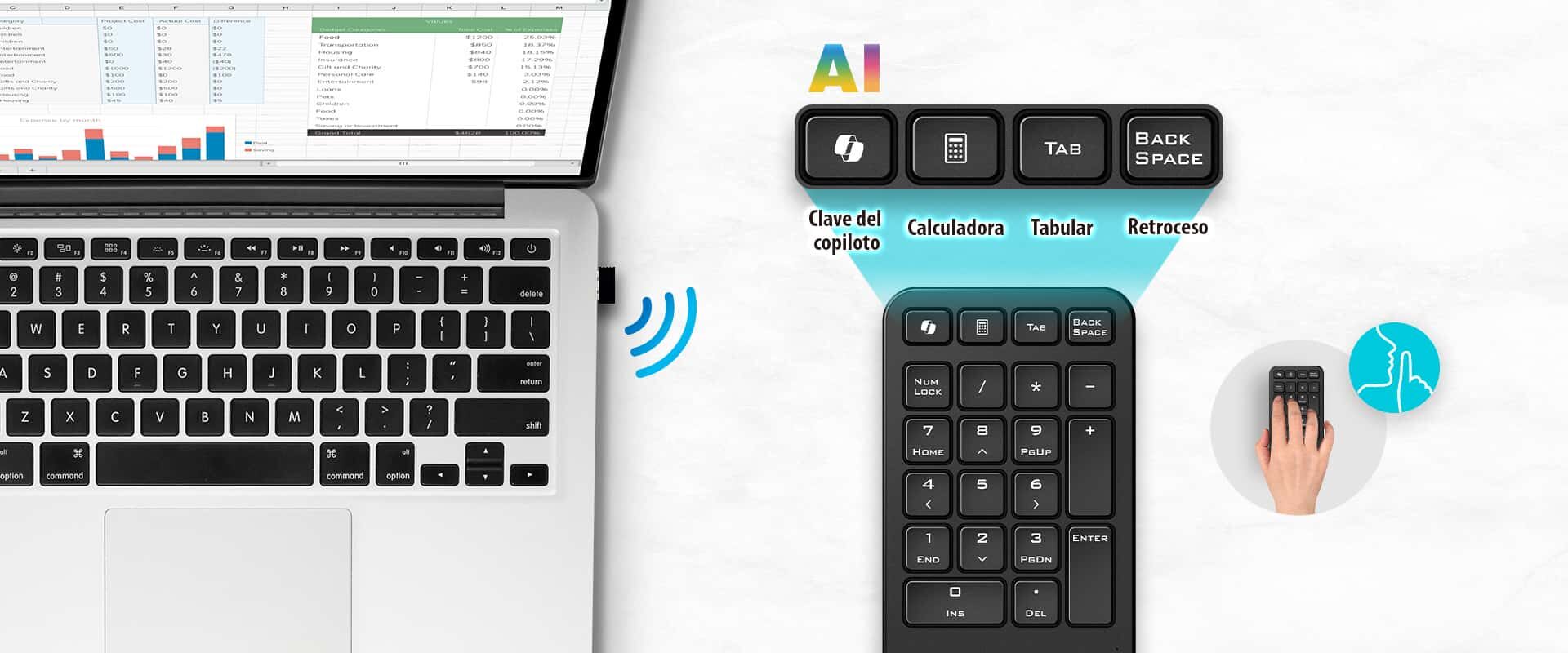 Teclado Numérico Inalámbrico USB 21 Teclas Genius NumPad1000
