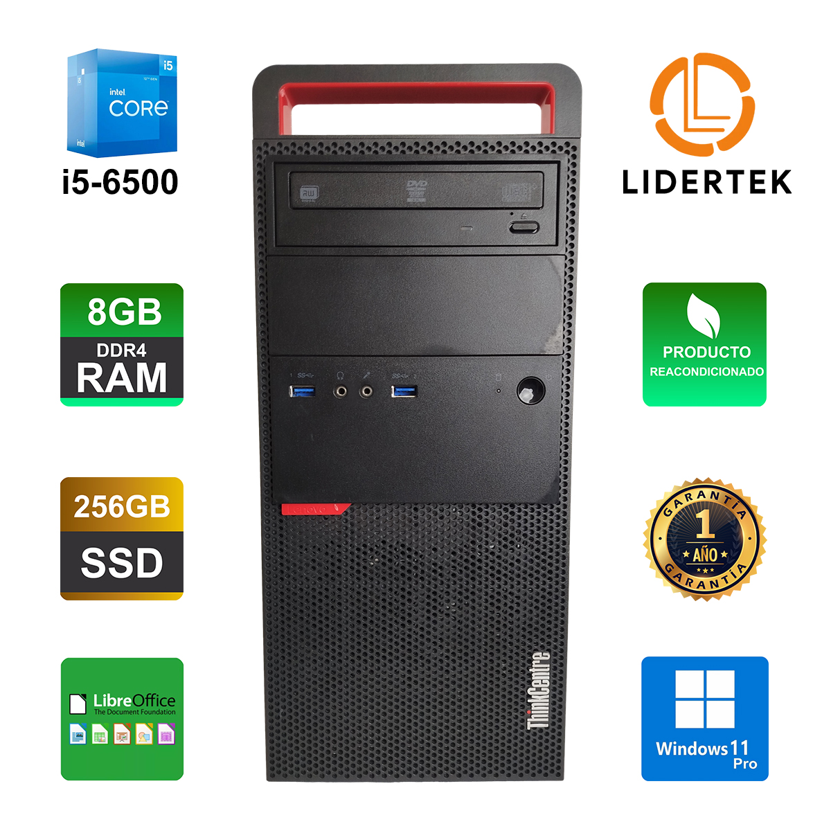 Torre Pc Escritorio Intel Core I5 8gb Ssd 256gb Windows 11