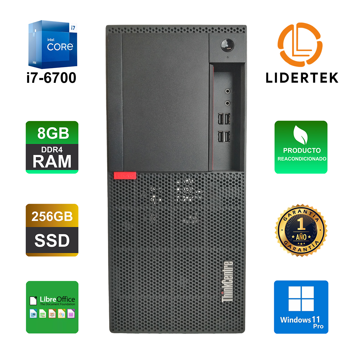 Torre Pc Escritorio Intel Core i7 8gb Ssd 256gb Windows 11