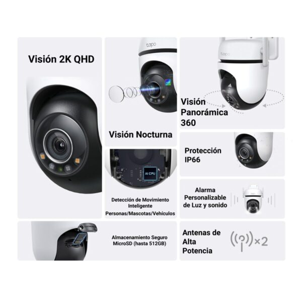 Cámara Seguridad Exterior Color Tapo C520 + Memoria 256gb - Imagen 2