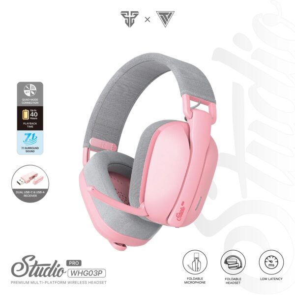 Auriculares Gamer Inalambrico Fantech Studio Pro Rosa