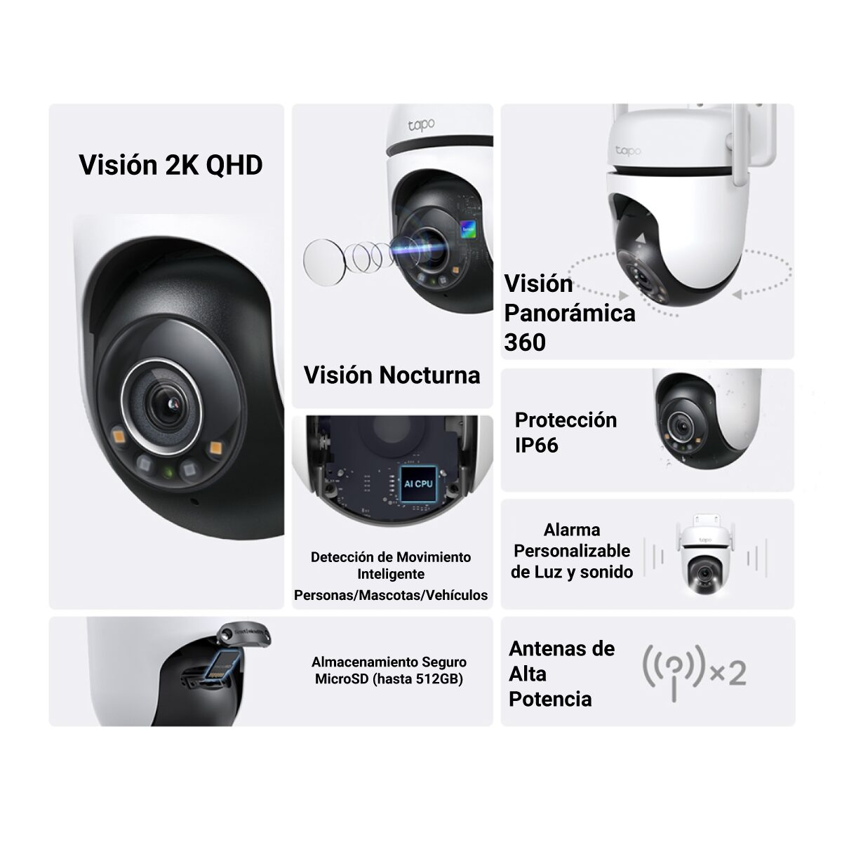 Cámara Exterior Tapo C520 256gb Kit x2 y Video Instalación