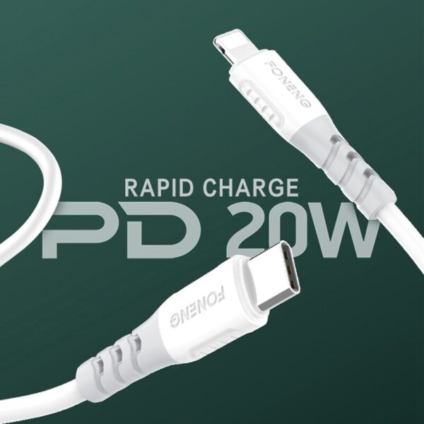 Cable Tipo C - 1Mt - 3A - Blanco - Foneng X66