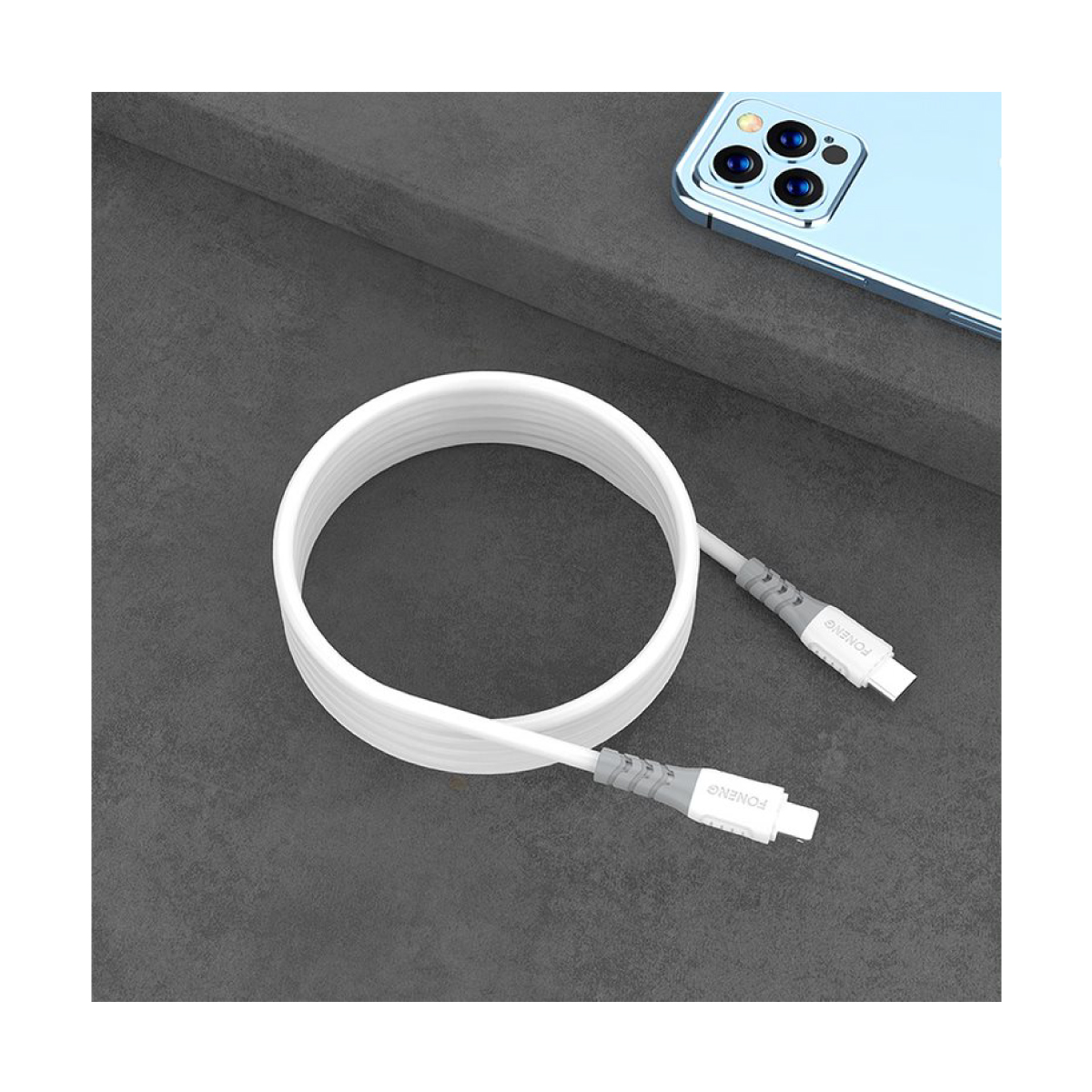 Cable Tipo C - 1Mt - 3A - Blanco - Foneng X66
