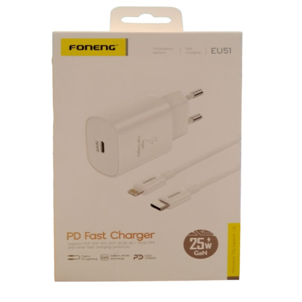 Cargador compatible con iPhone Carga Rapida Usb C 25W FONENG