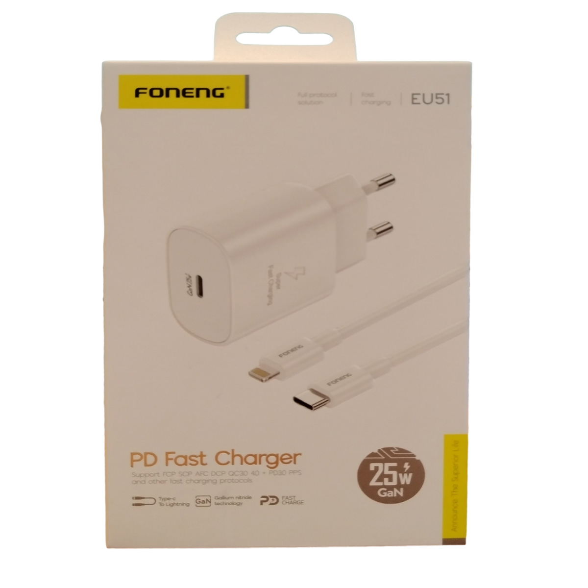 Cargador compatible con iPhone Carga Rapida Usb C 25W FONENG