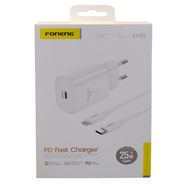 Cargador compatible con iPhone Carga Rapida Usb C 25W FONENG