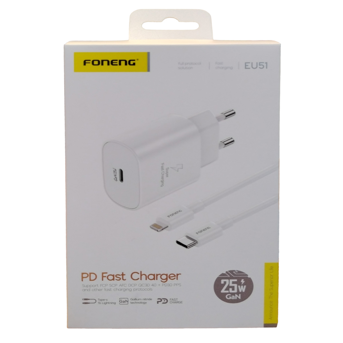 Cargador compatible con iPhone Carga Rapida Usb C 25W FONENG